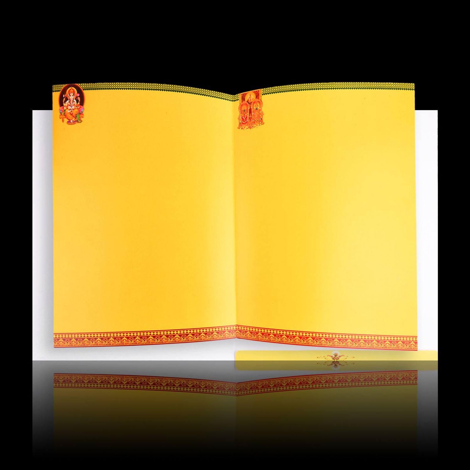 Classic Yellow Shading With Ganesha Theme Wedding Card-KNK1734-4